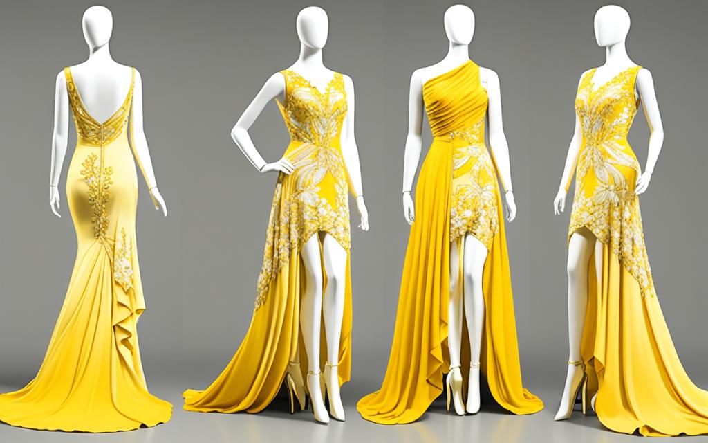 yellow high low evening gown