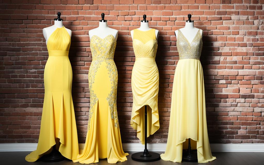 yellow high low evening gowns