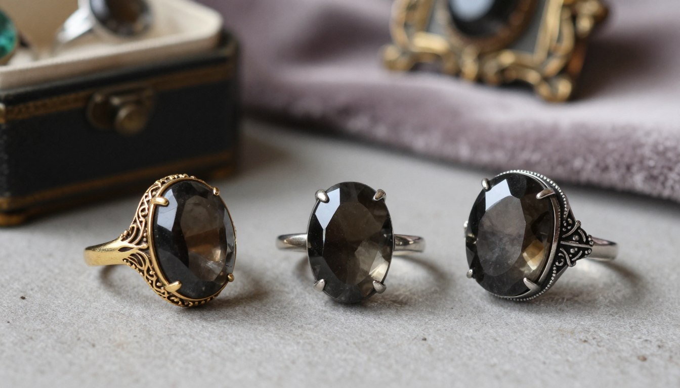 view genuine vintage smoky quartz ring options